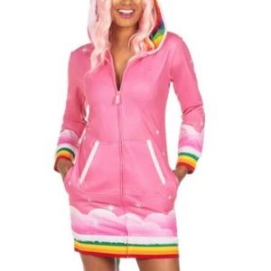 Tipsy Elves Pink Rainbow Hoodie Dress